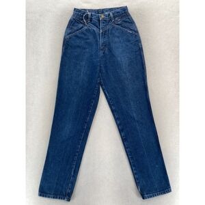Vintage Rocky Mountain Mom Jeans Women's 7/8 Dark Blue Denim Relaxed Tapered